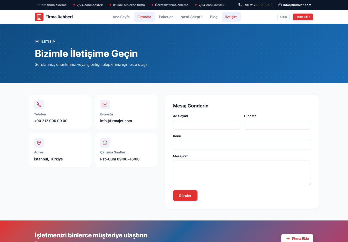 İletişim sayfası